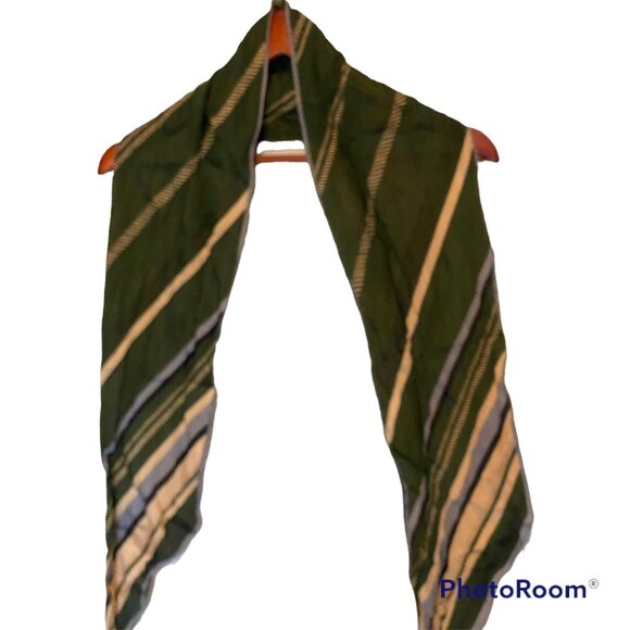 Anne Klein Green Gold Strip Women's Scarf 10"x68" Shear Thin Wrap Scarf - Picture 9 of 12